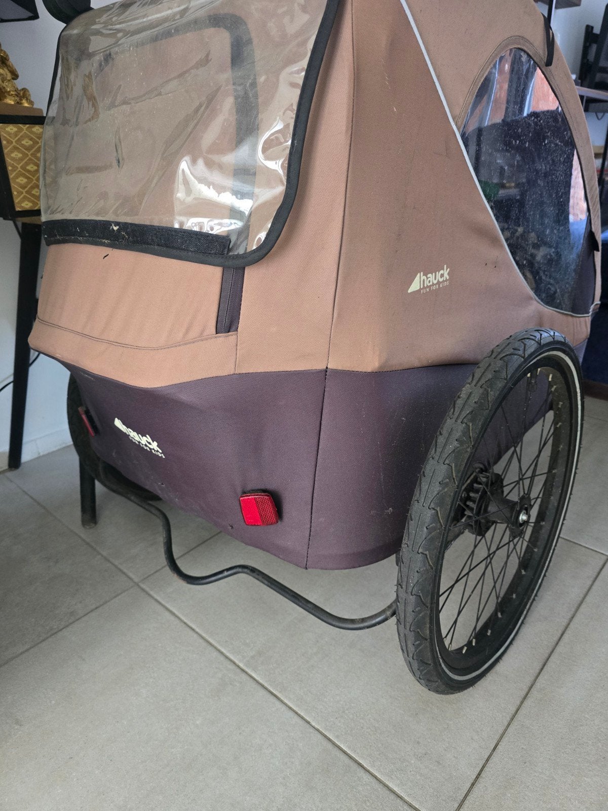 Fietskar en buggy, Ophalen, 2 kinderen