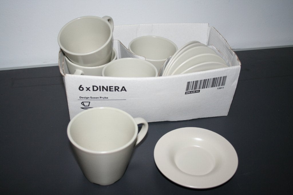 set van 5 koffiekopjes met schoteltjes, Huis en Inrichting, Keuken | Servies, Ophalen of Verzenden, Zo goed als nieuw, IKEA, Kop(pen) en/of Schotel(s)