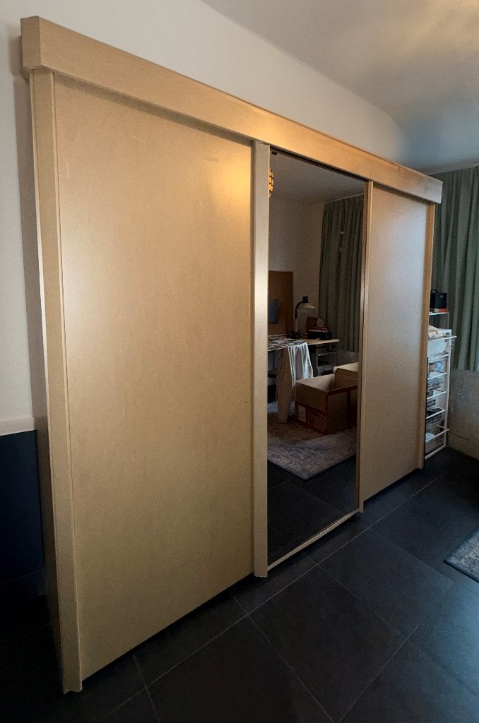 Grote kast met spiegel, Huis en Inrichting, Ophalen, Met deur(en), Gebruikt, 200 cm of meer