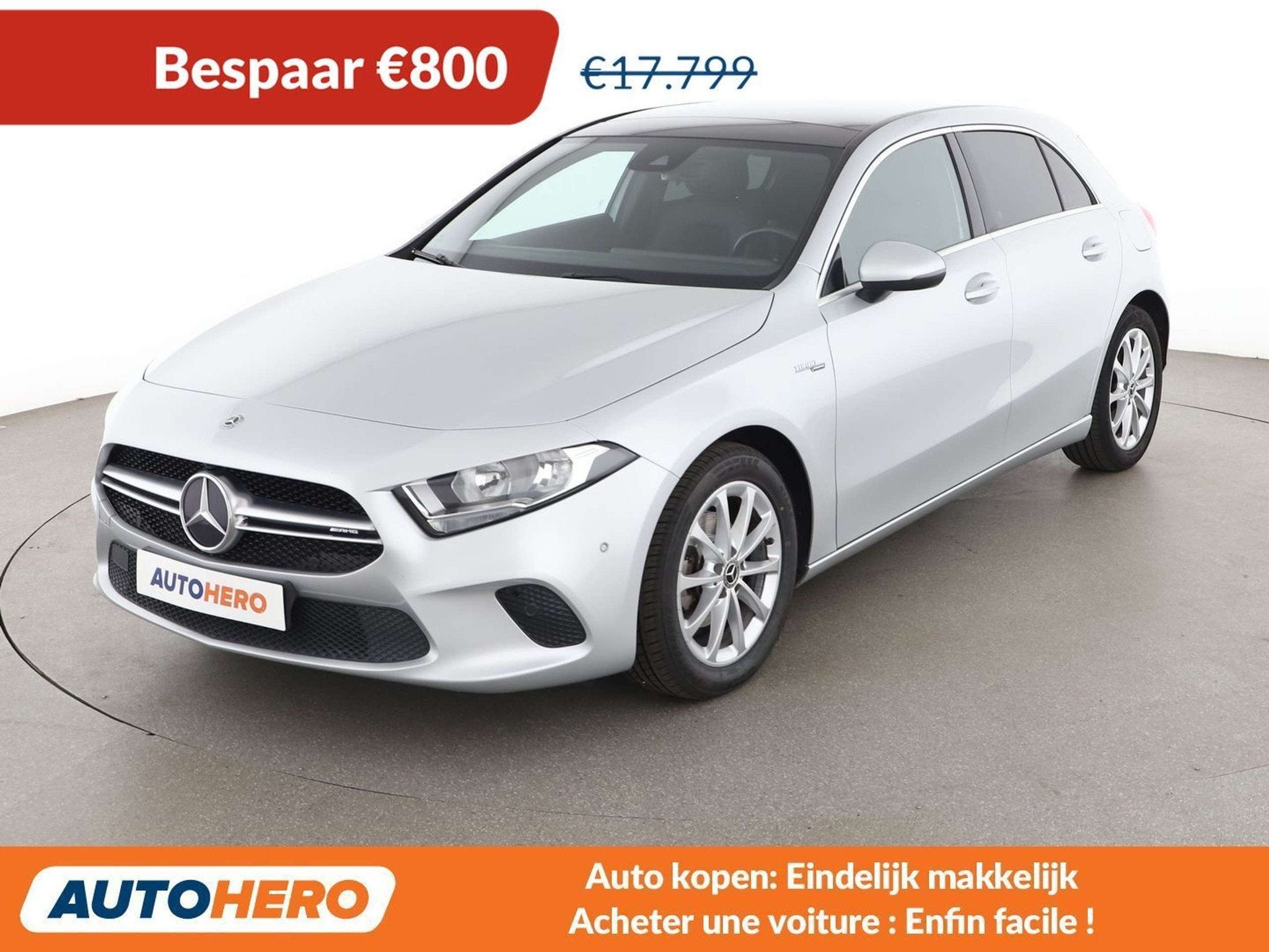 Mercedes-Benz A-Klasse 180 A 180 Progressive (bj 2019), Auto's, Gebruikt, 136 pk, 5 deurs, Zilver of Grijs