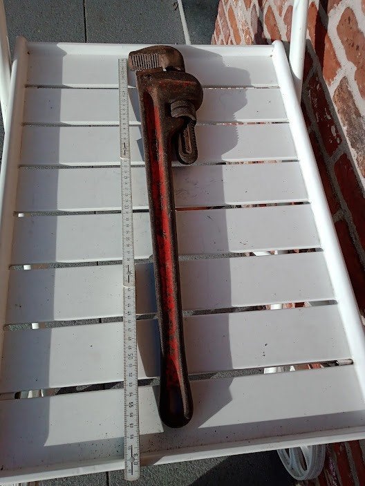 gereedschap voor de loodgieter. pijptang RIDGID + pijpklem, Ophalen, Zo goed als nieuw, Tang, Ridgid