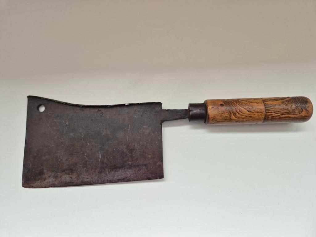 Couteau de boucher français ancien forgé à la main/Feuille d, Enlèvement ou Envoi