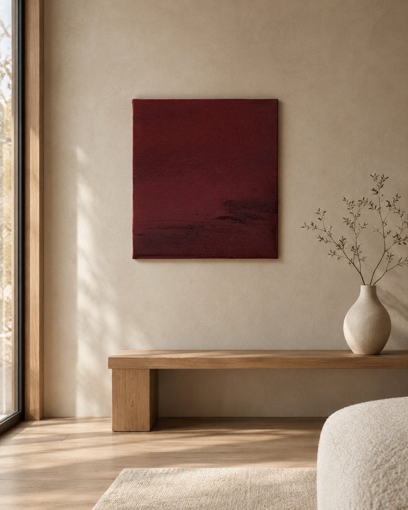 Dieprood, minimalistisch werk voor stijlvol interieur, Antiek en Kunst, Ophalen