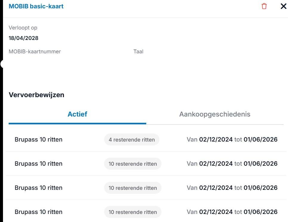 Carte Mobib basic avec 34 trajets brupass jusqu'au 1.6.2026, Tickets & Billets, Transports en commun