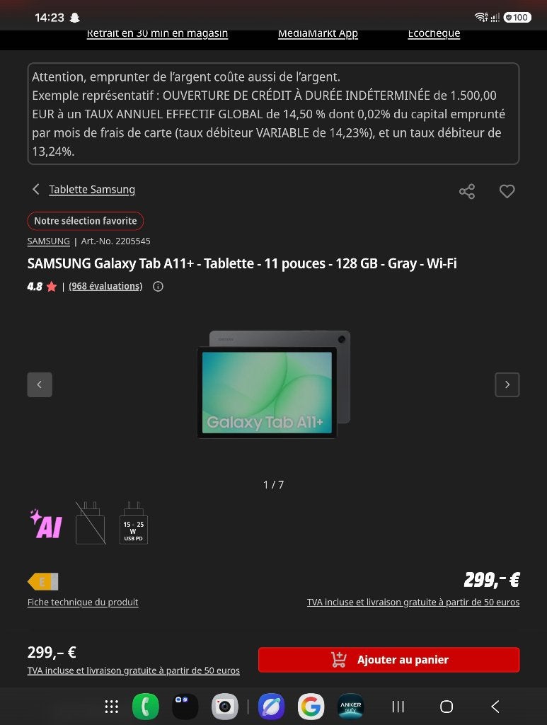 Tablette Samsung 11, Computers en Software, Nieuw, Ophalen of Verzenden, A 11+ 5G, Wi-Fi