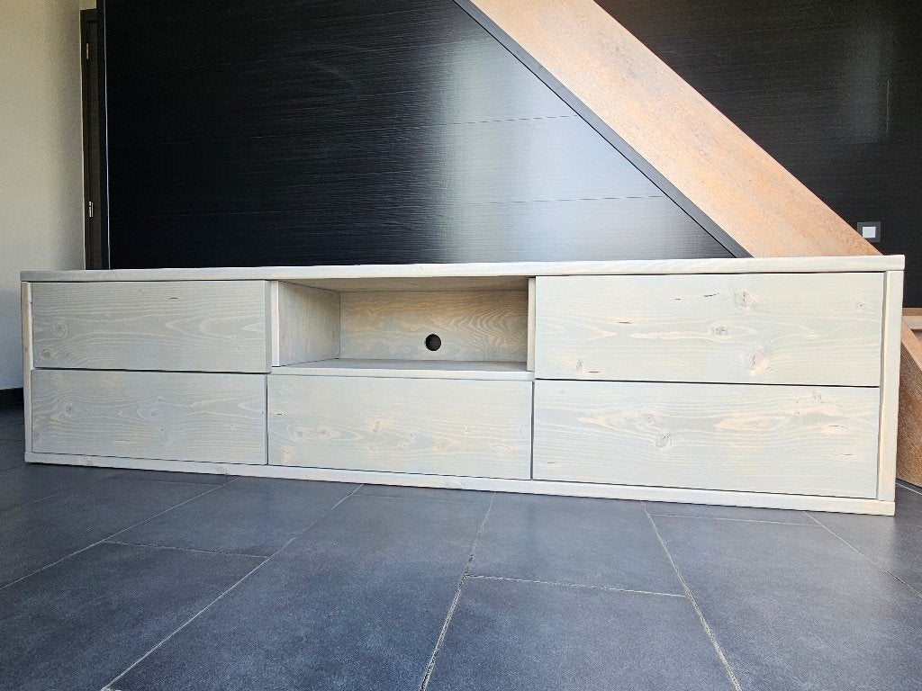 Grenen tv meubel, Huis en Inrichting, Ophalen, 150 tot 200 cm, Zo goed als nieuw, Minder dan 100 cm