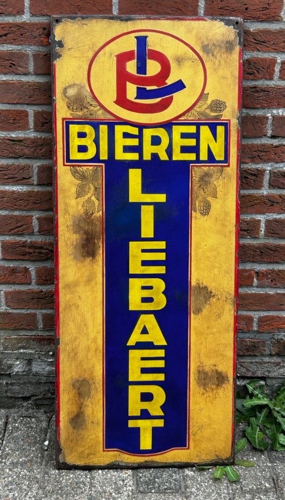 Emaillebord brouwerij Liebaert, Wetteren, Verzamelen, Ophalen of Verzenden, Gebruikt, Reclamebord