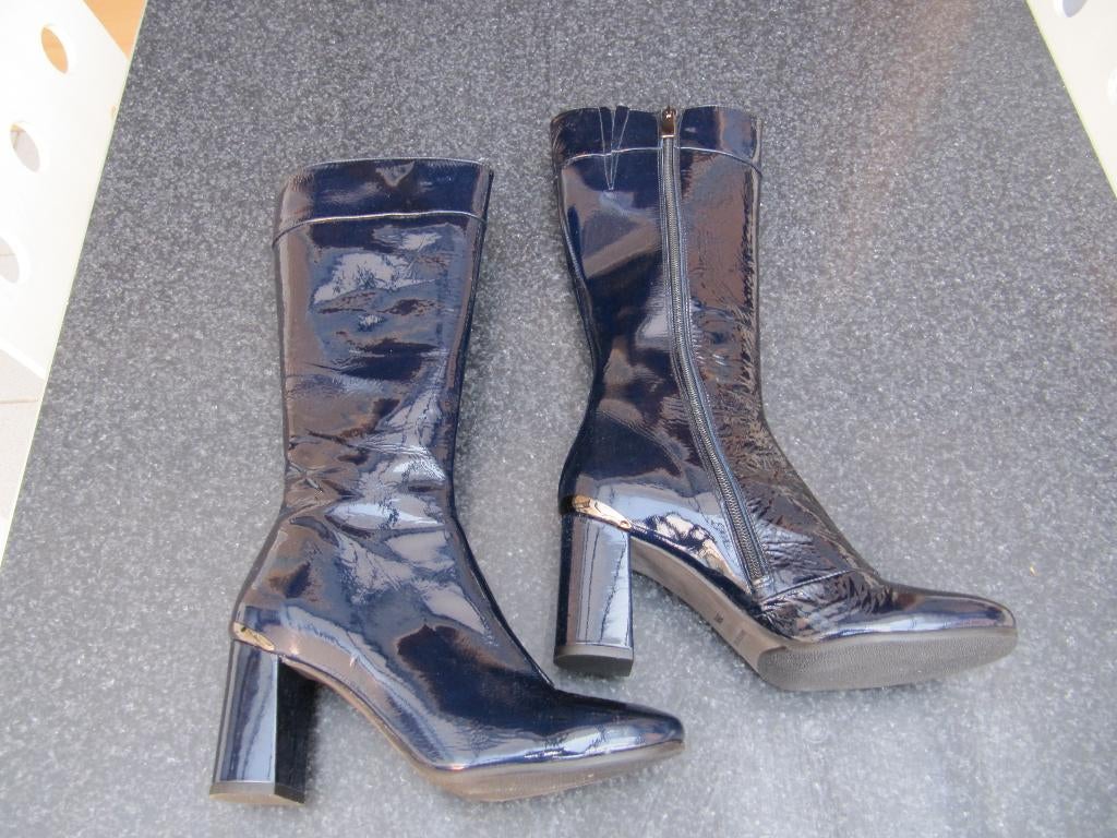 laarzen nieuw blauw lak leer 38,5 hak Ma'lo, Hoge laarzen, Blauw, Nieuw, Ophalen of Verzenden