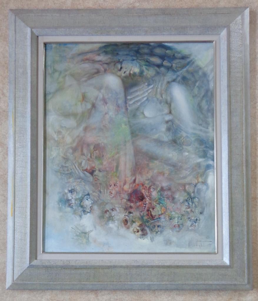 ROGER VAN BELLEGHEM / DROMERIJ / OLIEVERF PANEEL / 107x92cm, Enlèvement, Signé, Peinture à l'huile