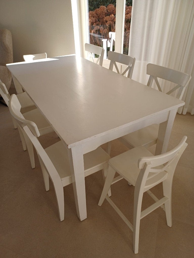 Witte tafel, Huis en Inrichting, Ophalen, Gebruikt, 50 tot 100 cm, Landelijk