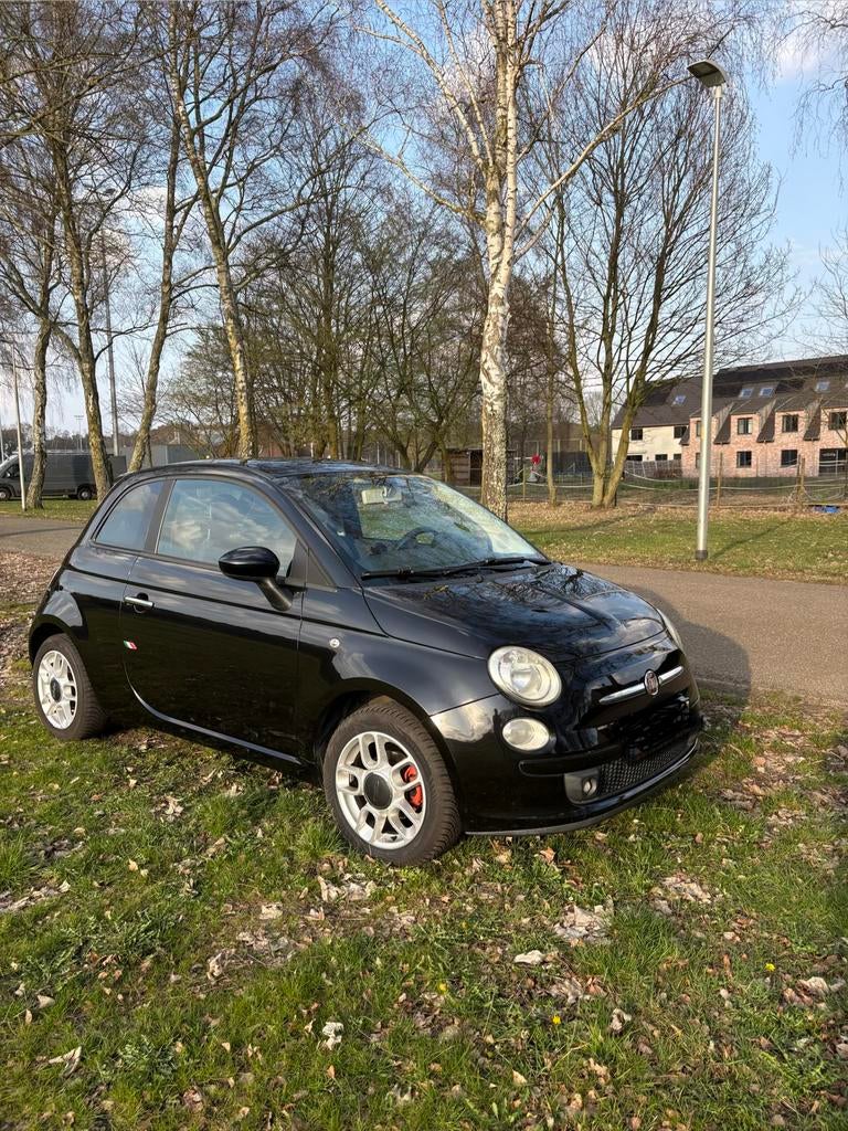 Fiat 500 - kilometerstand: 108.000, Bluetooth, Leder en Stof, Zwart, Bruin