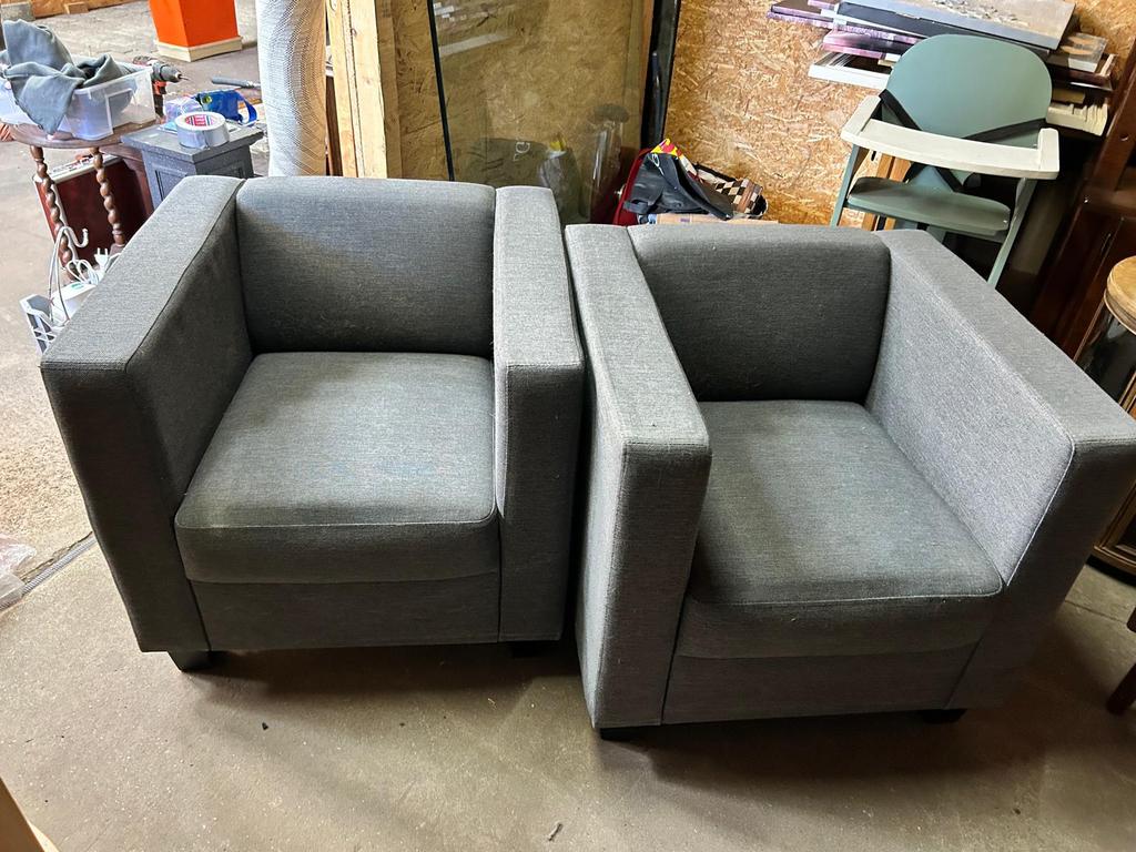 grijze stoffen fauteuils, Tuin en Terras, Tuinsets en Loungesets, Ophalen, Zo goed als nieuw