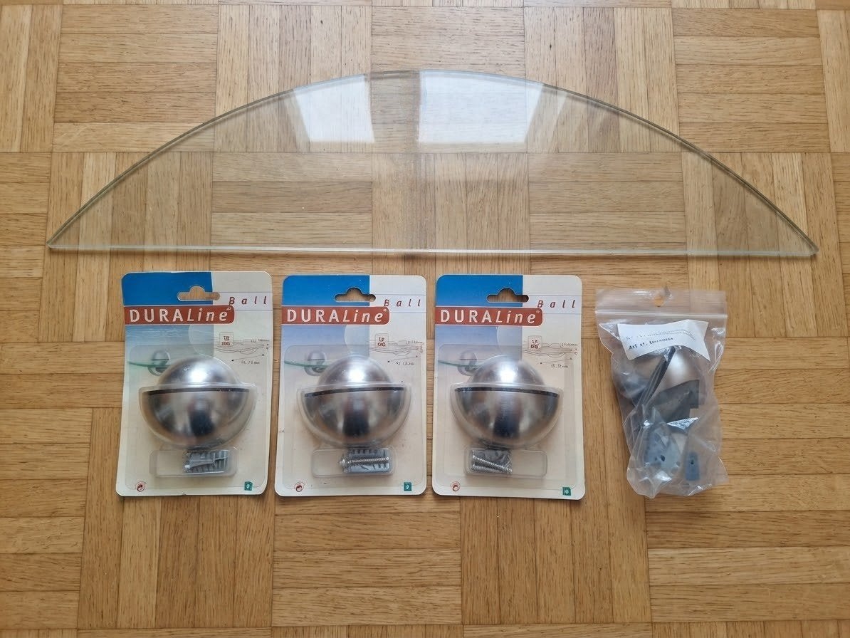 Glazen schap + schaphouders (nieuw), Ophalen, Nieuw