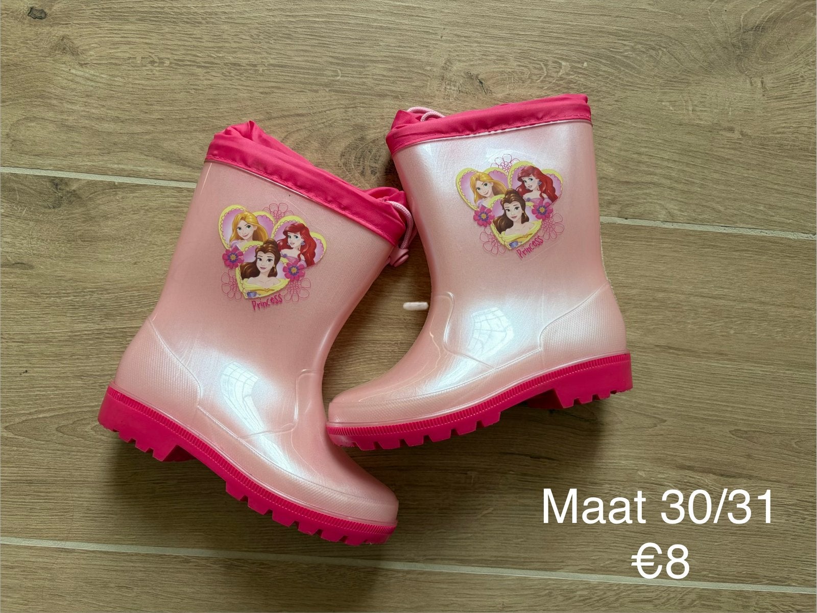 Regenlaarsjes Disney-prinsessen, maat 30/31, Ophalen, Zo goed als nieuw