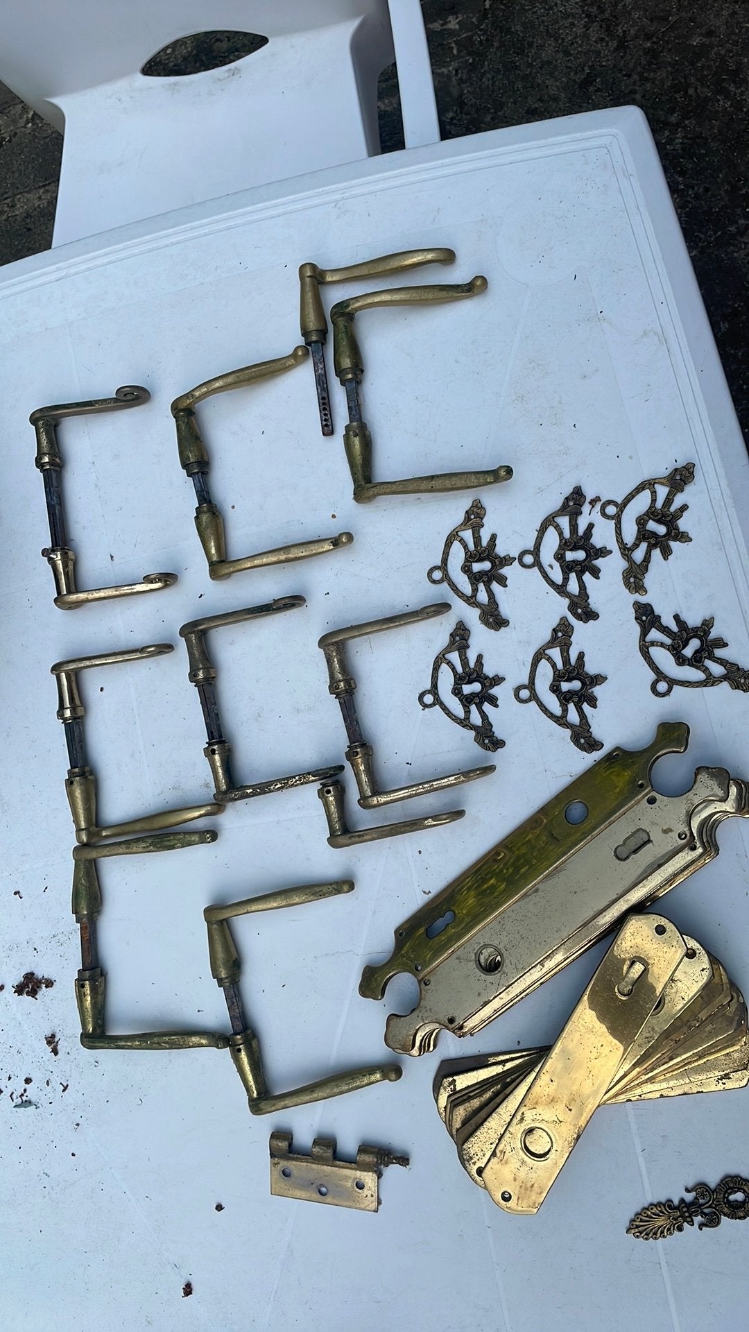 Poignées de porte de style années 1930, Bricolage & Construction, Enlèvement ou Envoi, Utilisé, Cuivre ou Laiton, Loquet ou Poignée