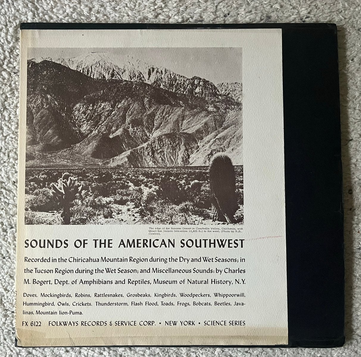LP, Sounds of the American Southwest, 1959, sons d'oiseaux, Enlèvement ou Envoi, LP