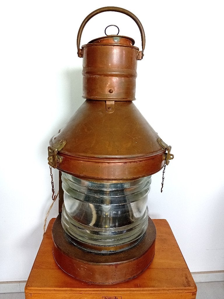 Zeer grote antieke scheepslamp, Antiek en Kunst, Ophalen of Verzenden