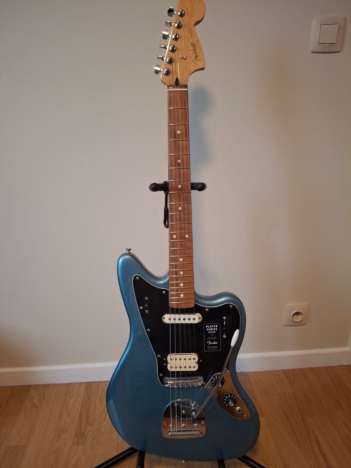 Fender player Jaguar - Tidepool Blue- in topstaat, Musique & Instruments, Enlèvement, Fender