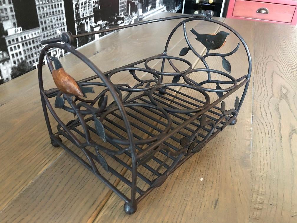 WIJNREK SMEEDIJZER voor 6 flessen WIJNHOUDER VOGELTJES, Huis en Inrichting, Woonaccessoires | Wijnrekken, Nieuw, Minder dan 50 cm