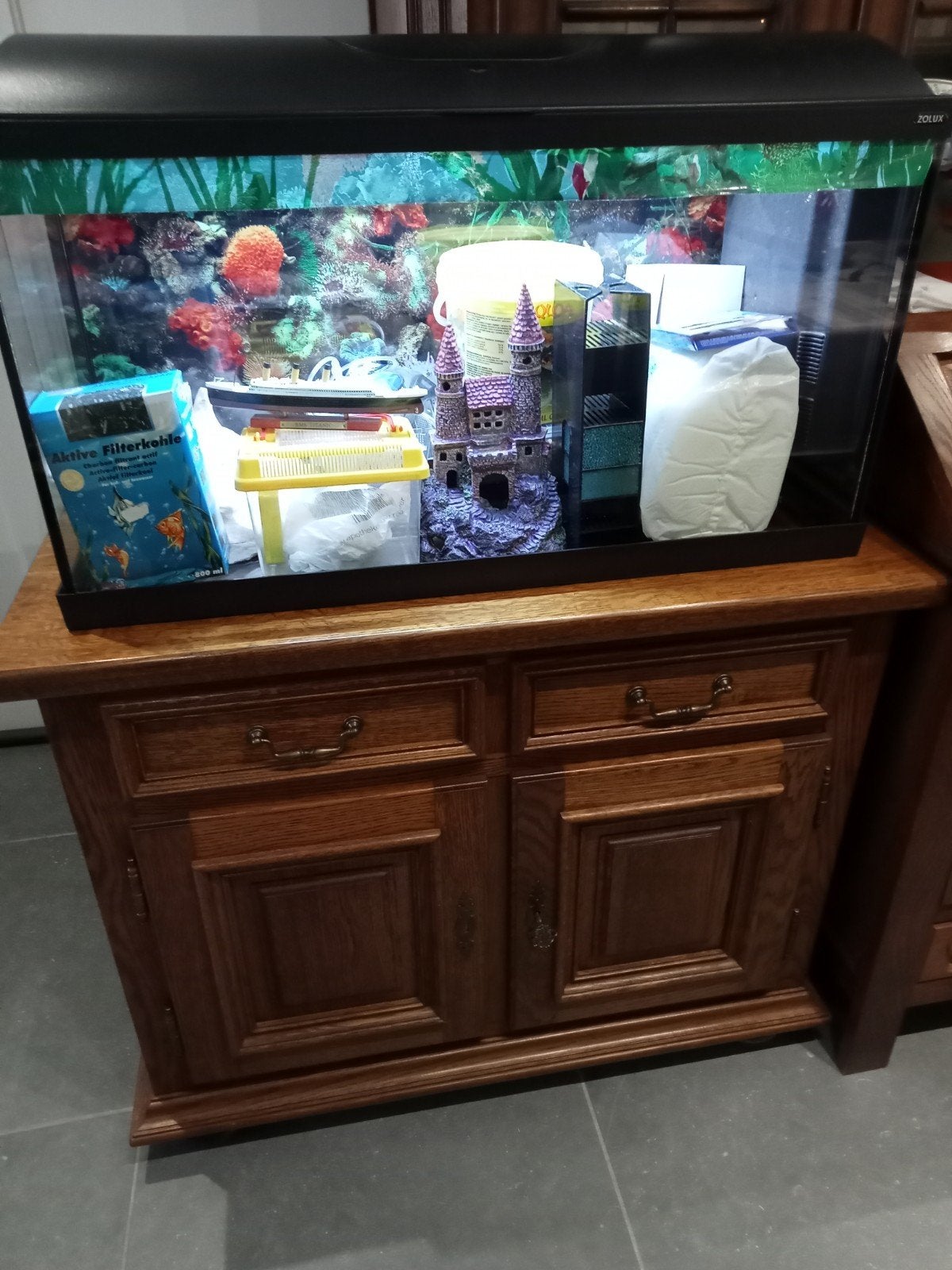 Aquarium complet+Meuble en chêne., Enlèvement, Chêne