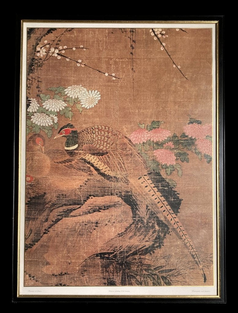 Grande affiche d'art encadrée, style asiatique traditionnel, Collections, Posters & Affiches, Enlèvement ou Envoi, Rectangulaire vertical