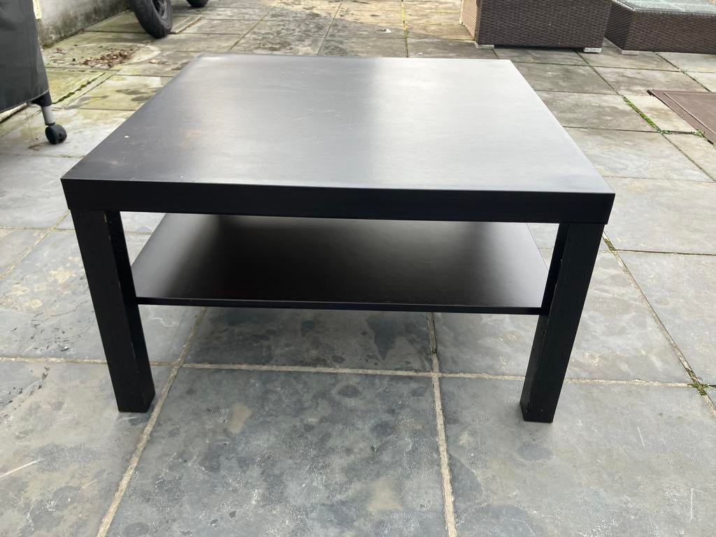 Moderne zwarte salontafel met 2 niveaus, Ophalen, Zo goed als nieuw, Vierkant