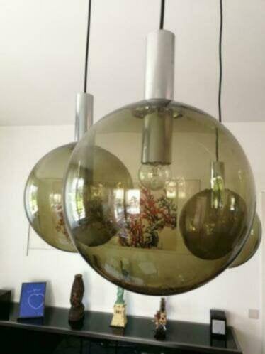 Suspension 3 Grands Globes Vintage OTT / Raak, Enlèvement, Utilisé, Verre