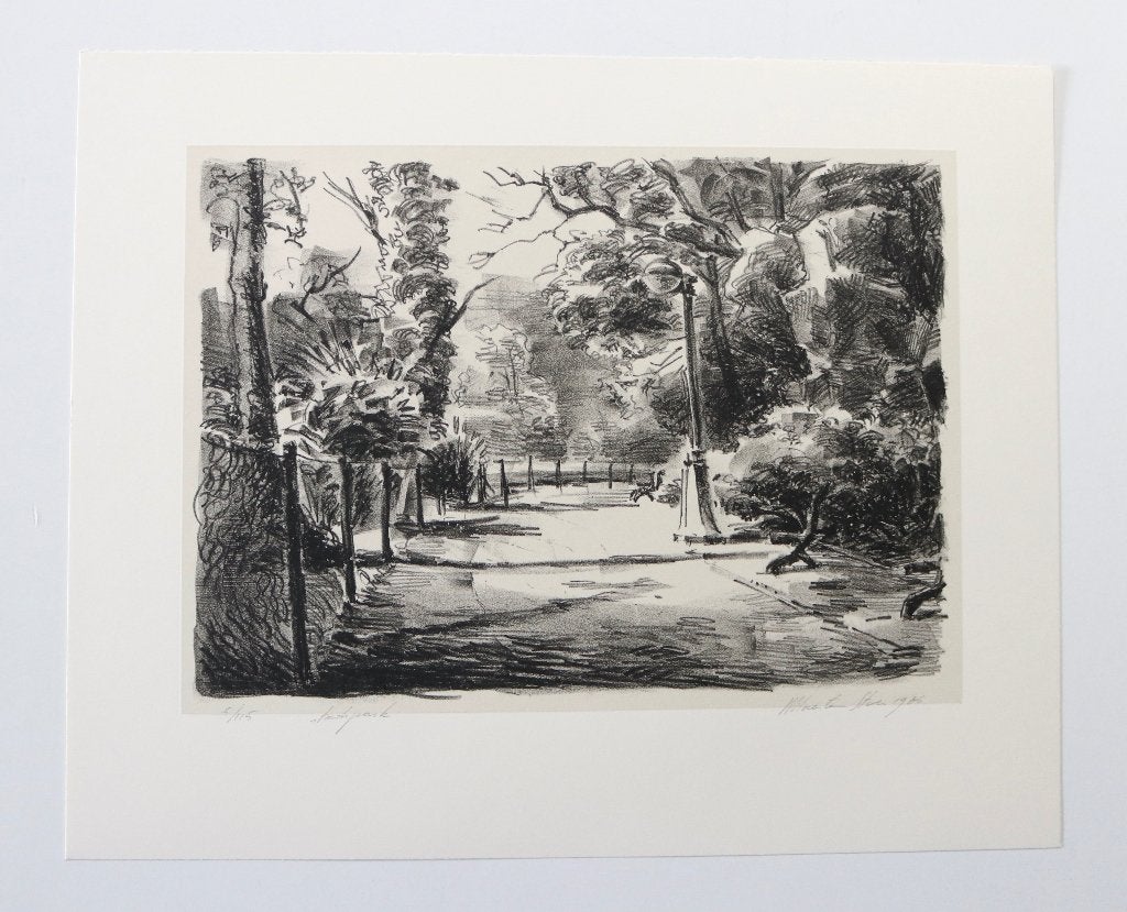 Litho Stadspark Antwerpen vroeg werk van Maerten Stuer, Ophalen of Verzenden