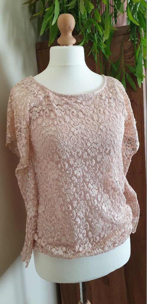 Morgan kanten blouse - Maat S, Zo goed als nieuw, Roze, Maat 36 (S), Morgan
