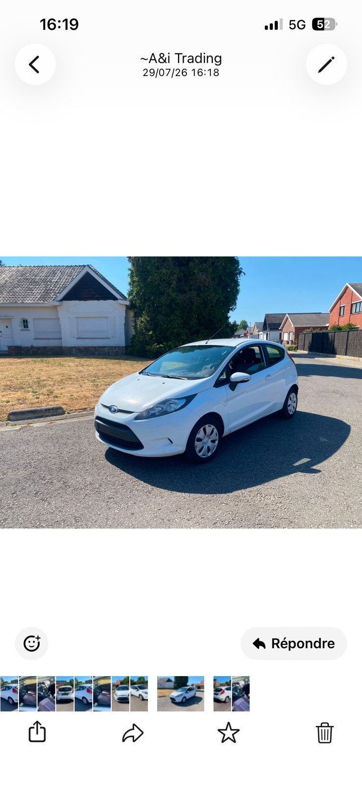Ford fiesta 1.25 Trend essence 2010annee 168000km, Achat, Particulier, Fiësta, Euro 4