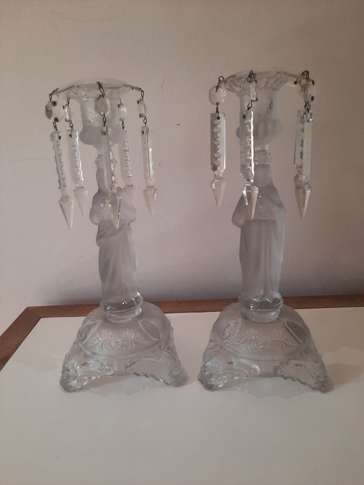 2 Glazen Kandelaars – Stijl Val Saint Lambert (Art Deco), Antiek en Kunst, Ophalen, Glas