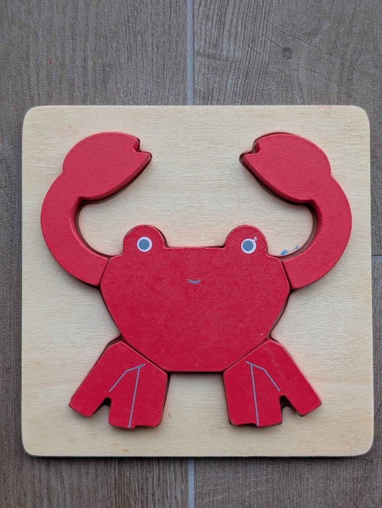 Houten inlegpuzzels peuter - Krab / Trein / Konijn, Kinderen en Baby's, Ophalen, Zo goed als nieuw, Overige typen