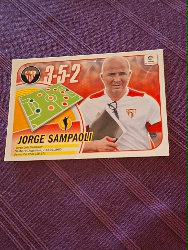 Panini / Sticker / Jorge Sampaoli / Sevilla FC / 2016-2017, Ophalen of Verzenden, Nieuw, Poster, Plaatje of Sticker
