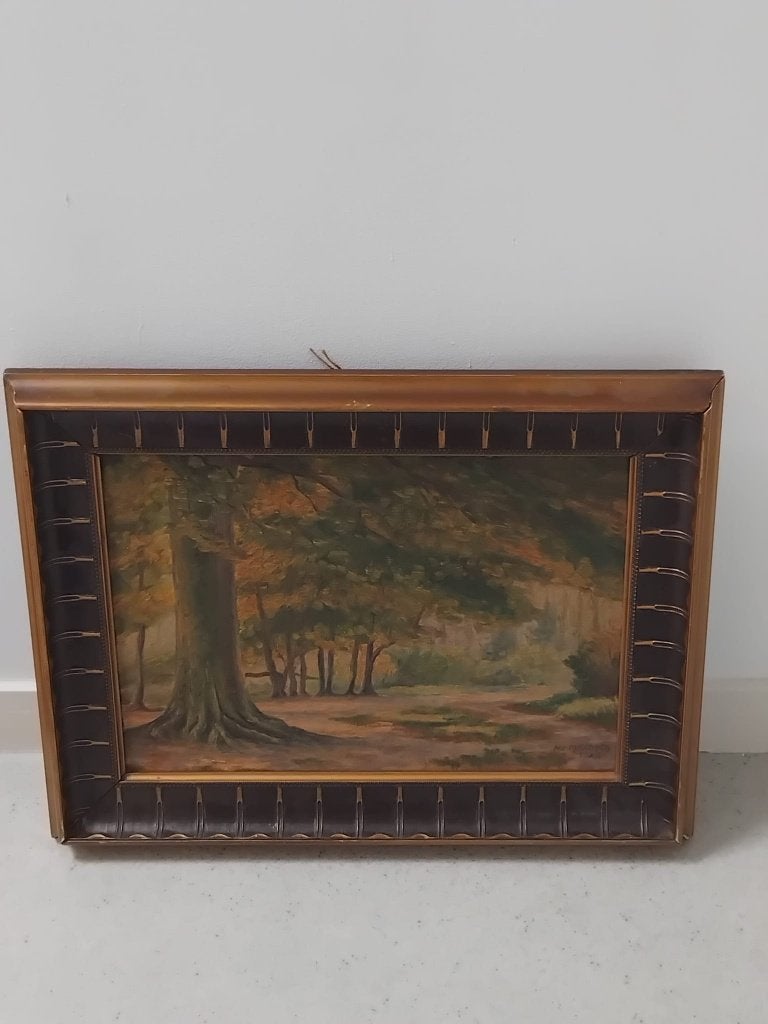 Antieke schilderij natuur, Ophalen, Vintage, Landschap, Doek