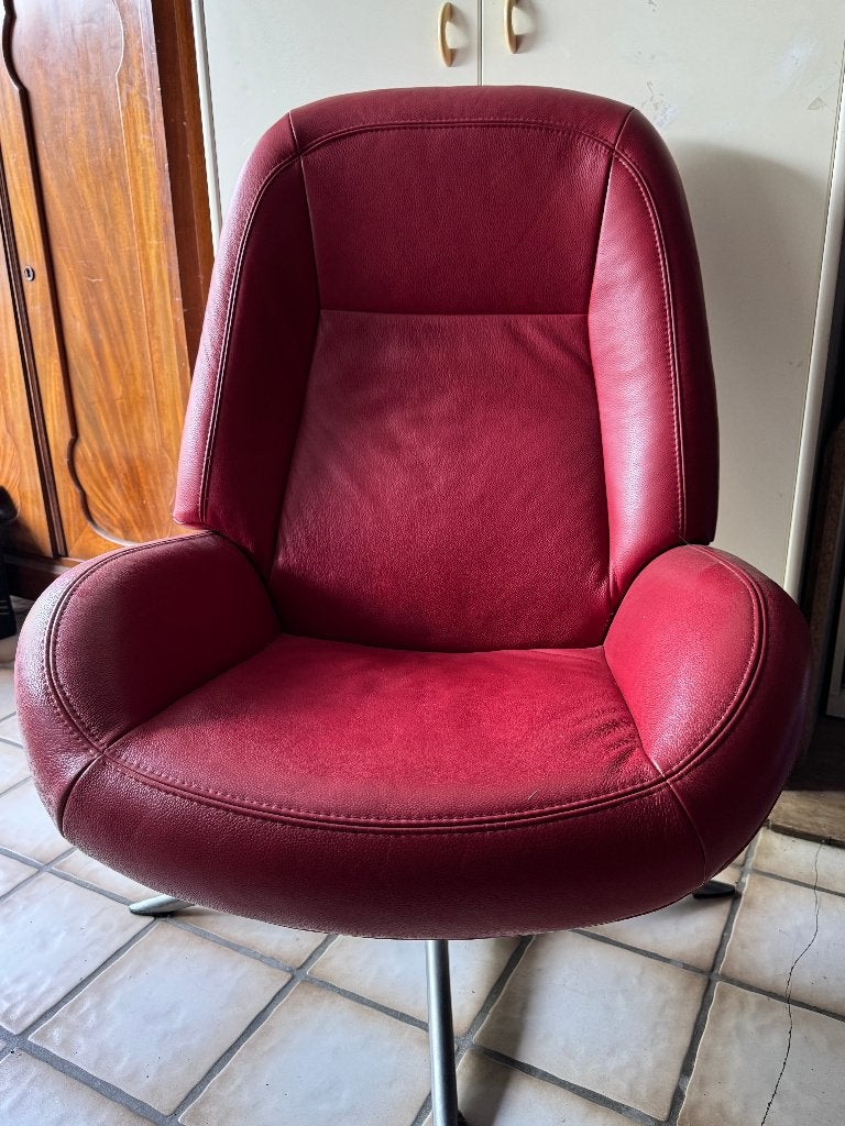 Rode lederen zetel, Enlèvement, Comme neuf, Cuir