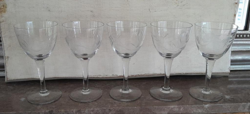 6 prachtige geslepen wijn glazen...15 euro per stuk., Antiek en Kunst, Ophalen of Verzenden