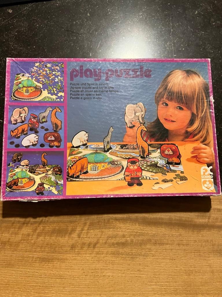 Vintage speelgoed Schmid, Play Puzzle *In de dierentuin*, Ophalen of Verzenden