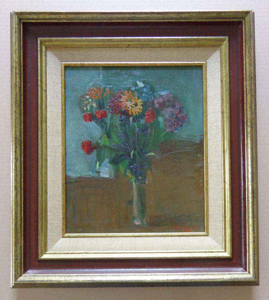 JOZEF VAN RUYSSEVELT / BLOEMENVAAS / OLIEVERF 42x38cm KADER, Ophalen of Verzenden
