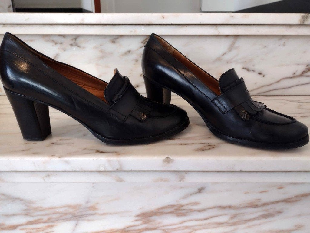 Zwarte lederen loafer pumps Jhay – Maat 40, Verzenden, Zwart, Zo goed als nieuw, Pumps
