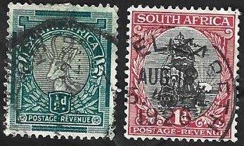 2 Postzegel Zuid-Afrika 1926 Diverse onderwerpen, Ophalen of Verzenden, Zuid-Afrika, Gestempeld