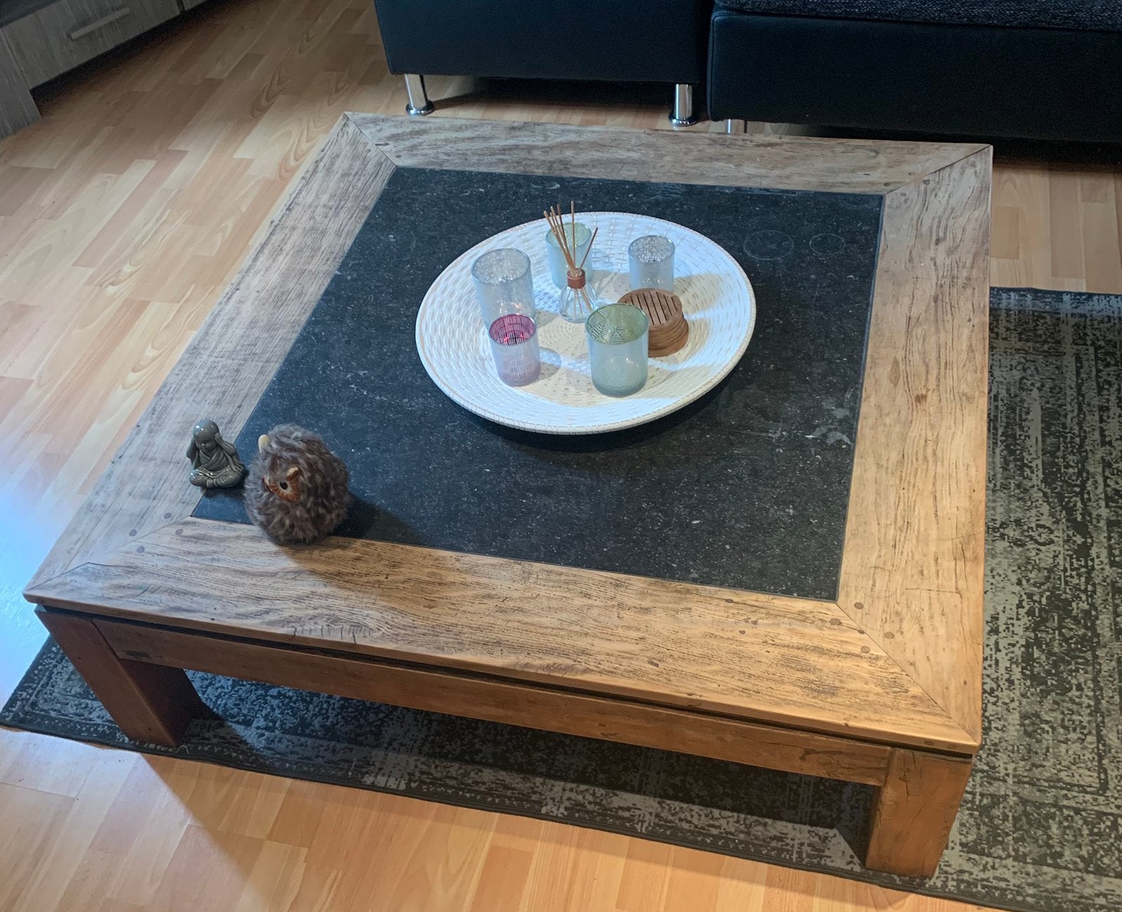 Salontafel met arduin steen, Enlèvement, Comme neuf