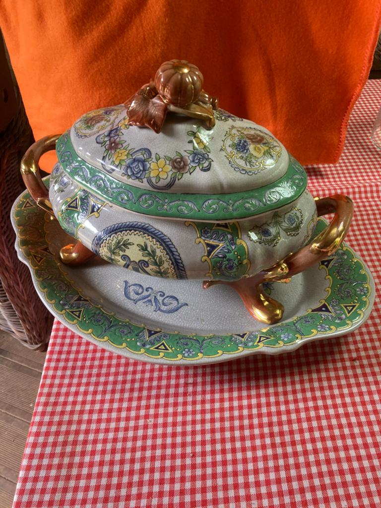 Mooie soepterrine met onderbord, Antiek en Kunst, Antiek | Schalen, Ophalen
