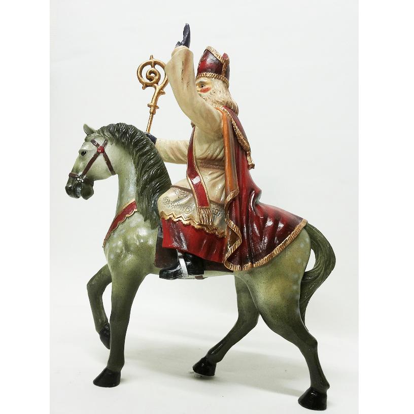 Père Noël à cheval avec  - Statue de saint - 30x15x37 cm, Enlèvement, Neuf