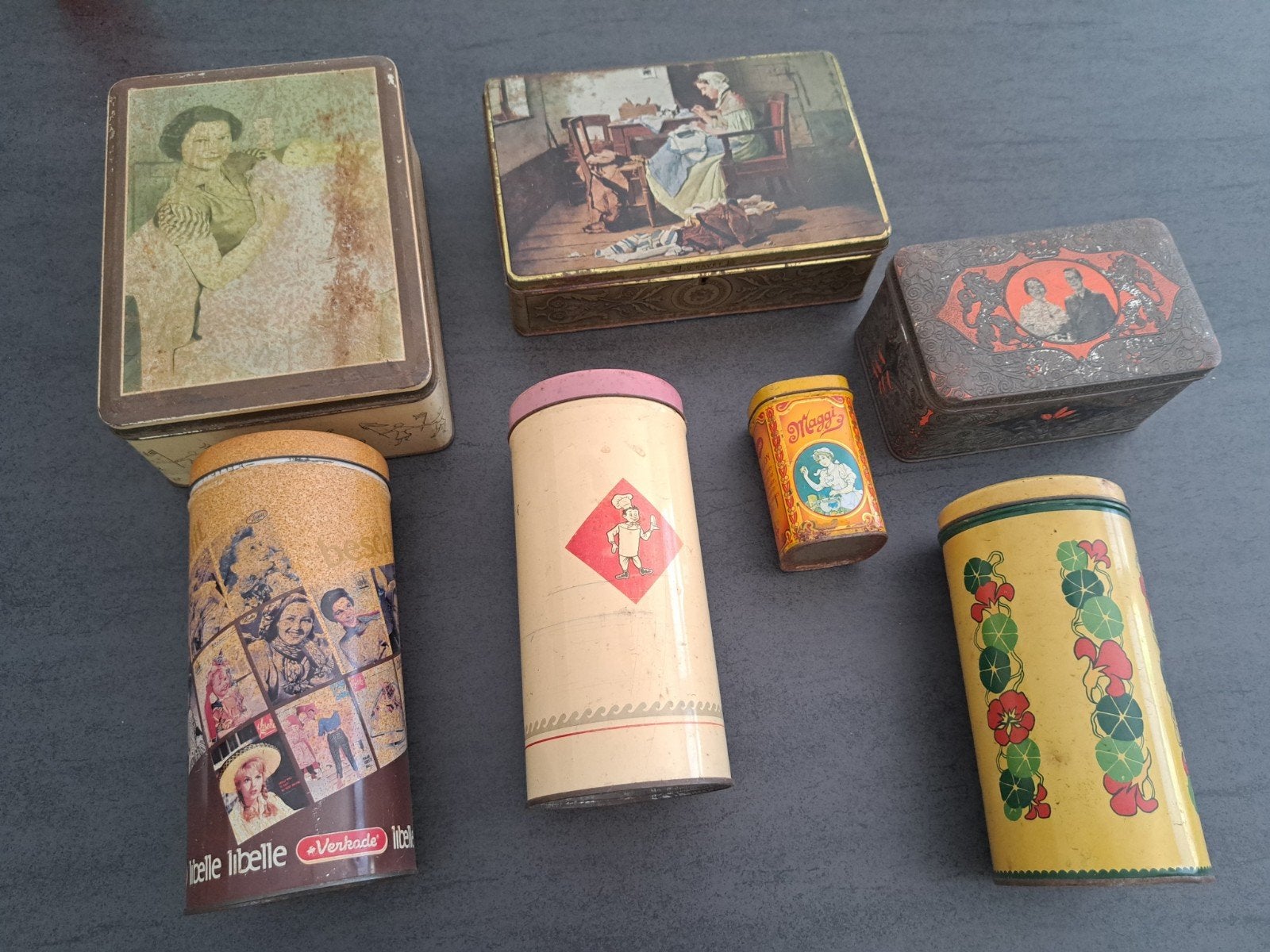 Vintage voorraad blikken, Antiek en Kunst, Ophalen of Verzenden