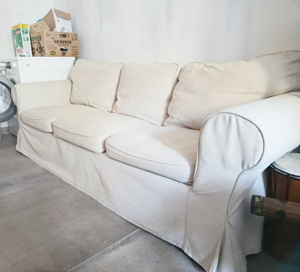 Fauteuil 3 places beige ou vert émeraude (2 sets de housses), Trois personnes, Banc droit, Enlèvement, Utilisé