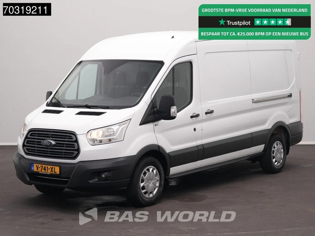 Ford Transit 130pk Automaat 2x Schuifdeur L3H2 Trekhaak Airc, Auto's, Bestelwagens en Lichte vracht, Automaat, Stof, 4 cilinders