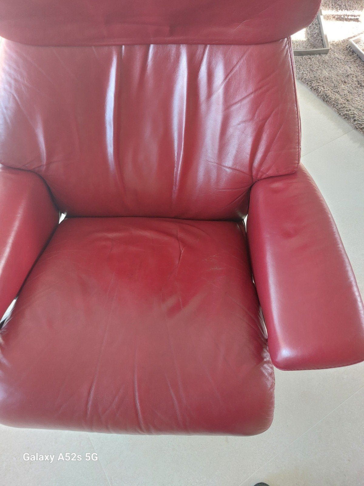 Stressless Paloma Cherry lederen relaxzetel met voetbank., Ophalen