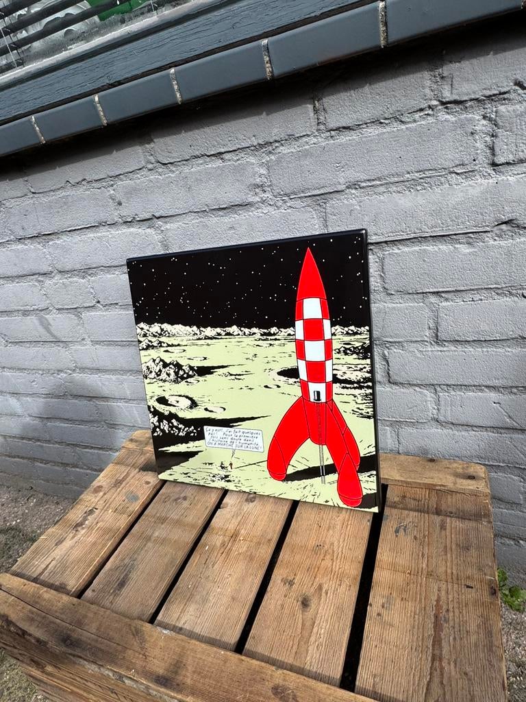 Mooi Kuifje Raket emaille reclamebord, Ophalen of Verzenden, Zo goed als nieuw, Reclamebord