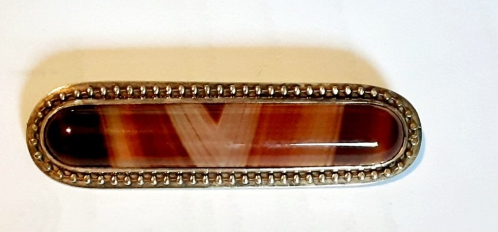 Antieke  Art Deco broche agaatsteen, Ophalen of Verzenden, Koper, Broche