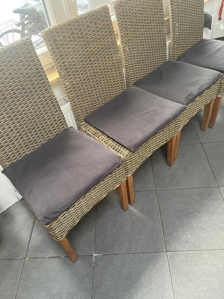 6 Rietstoelen te koop, Ophalen, Gebruikt, Hout